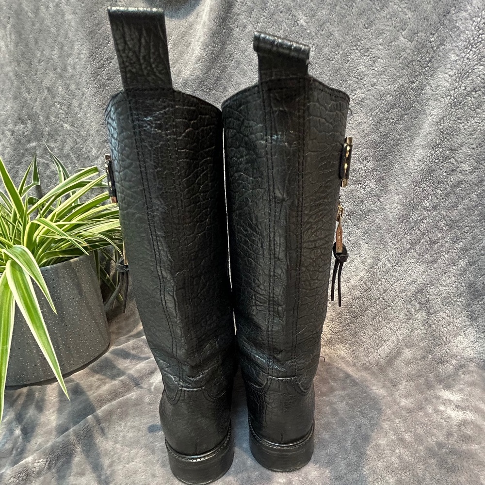 TORY BURCH Pebbled Leather STOWE Moto Boots - Picture 4 of 7
